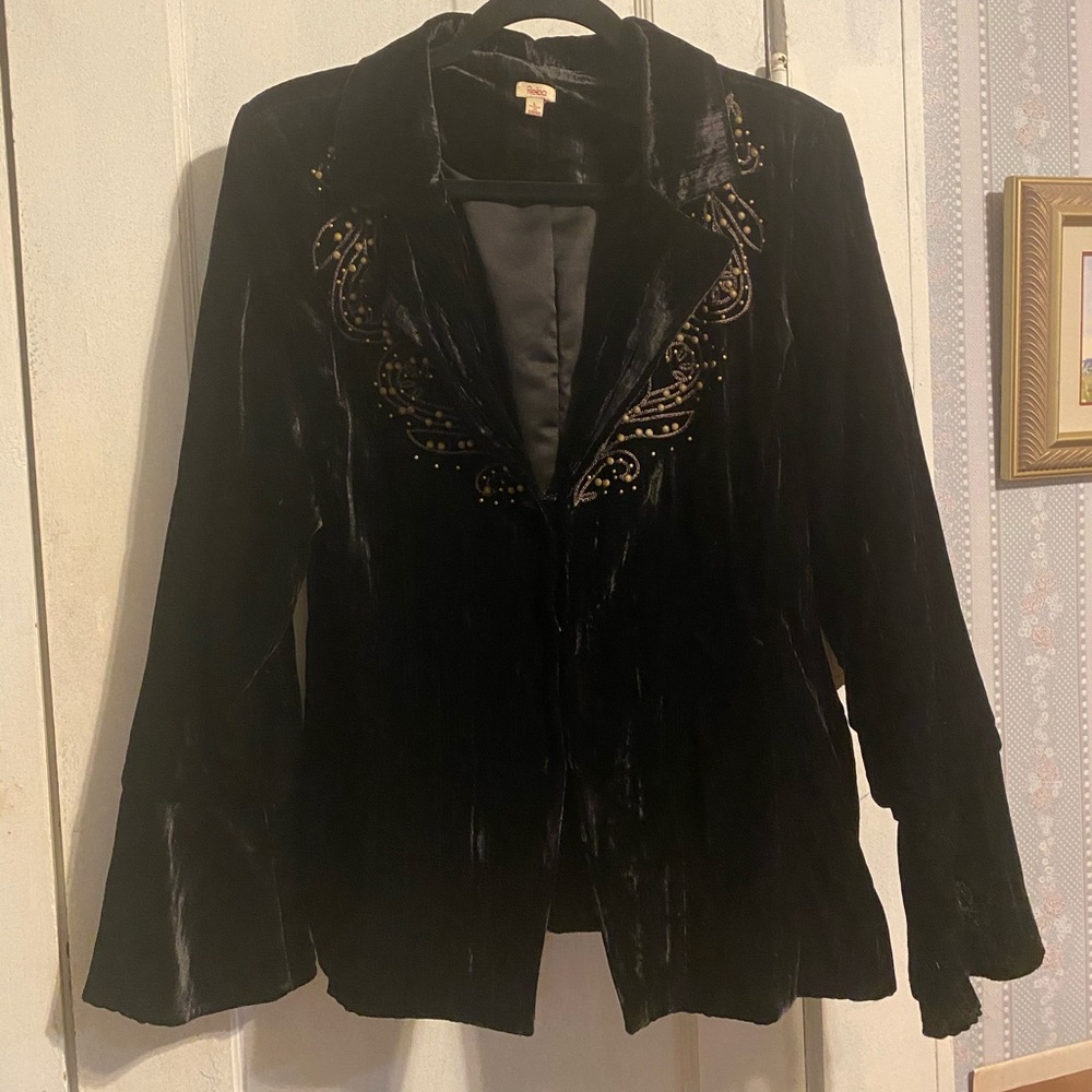 Classy Black Velvet Evening Jacket/Blazer from Reba